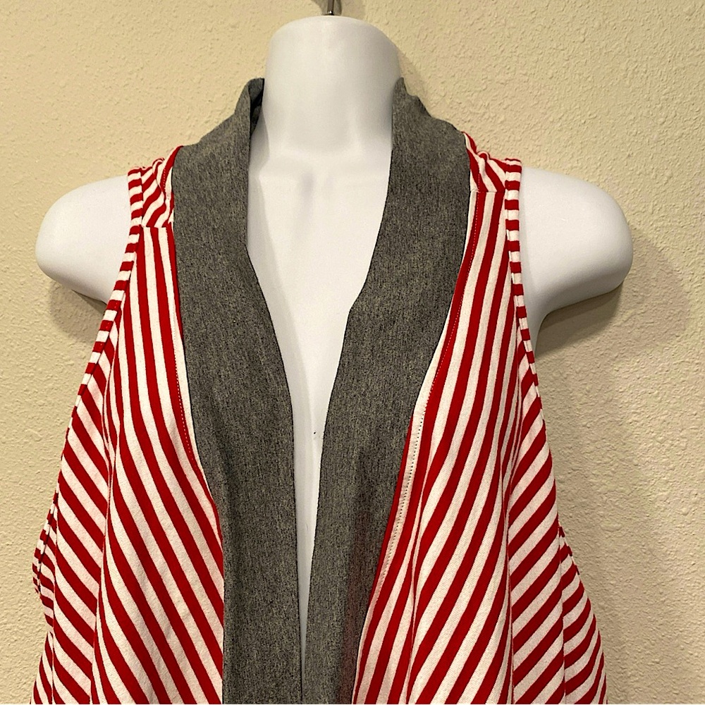 Arkansas Razorbacks women’s Open Front Vest Hog Logo red white stripes Small Med - Picture 5 of 13